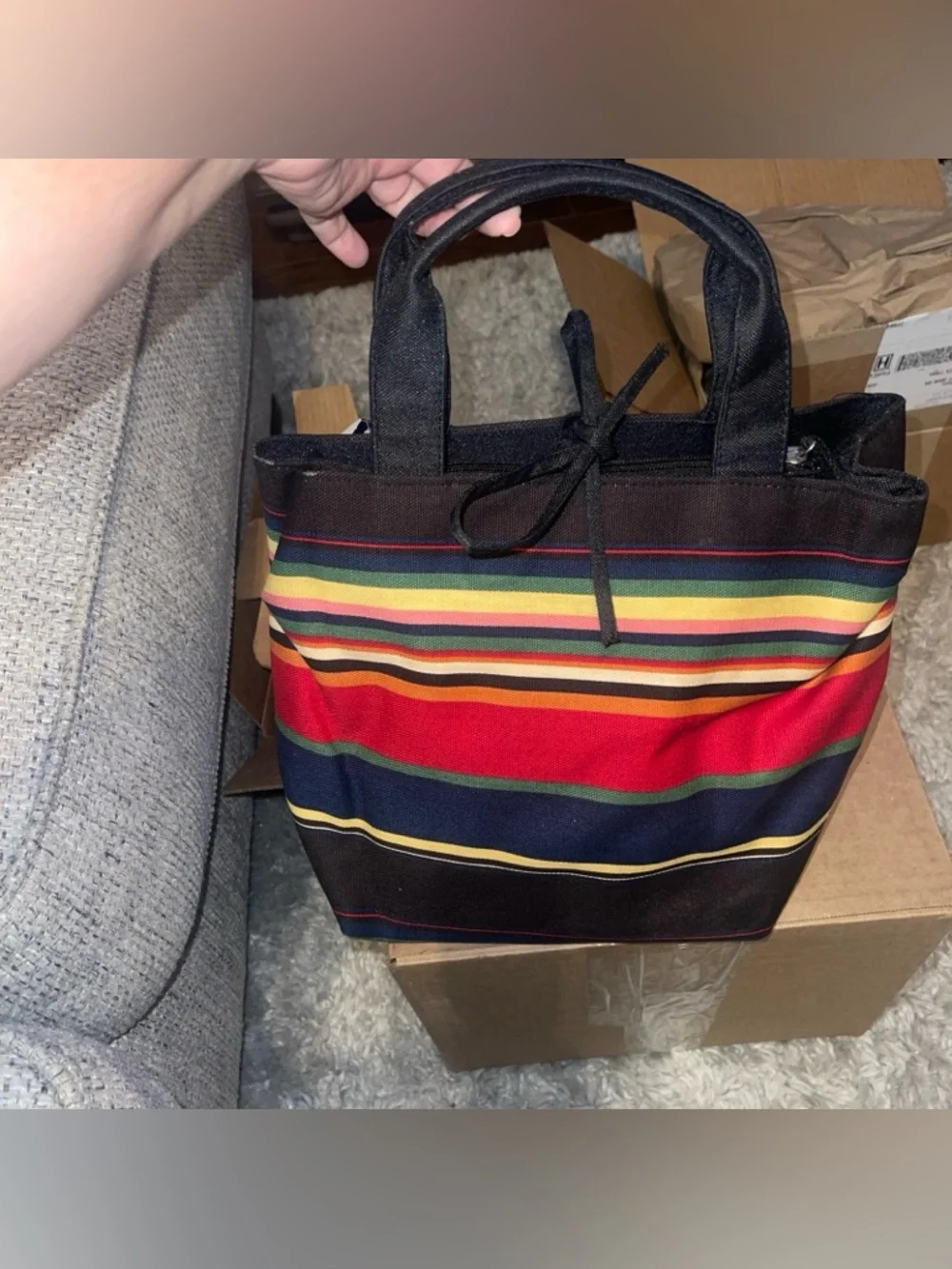 Kate Spade New York Canvas Multicolor Leather Trim Tote Bag Purse - Picture 3 of 11
